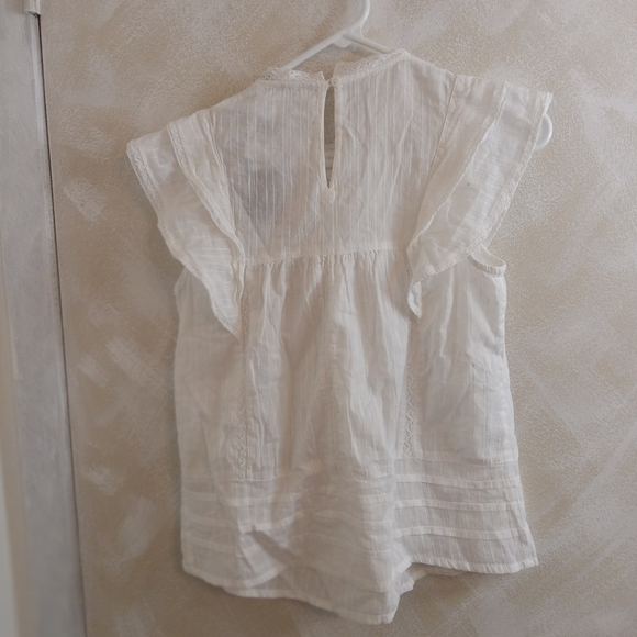 Size SP Kut from the Kloth White Flutter Sleeve Ruffle Lace Top Blouse NWT - Picture 3 of 7